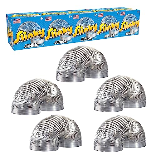 Slinky Jr. The Original Walking Spring Toy, 5-Pack Small Metal Slinkys