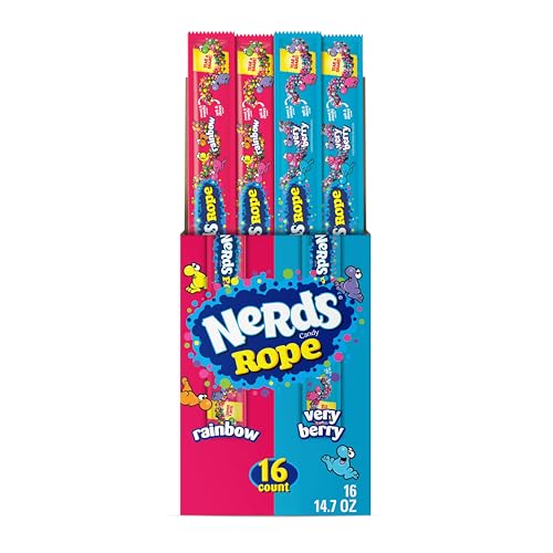 NERDS Rope, Candy, Variety Box, Rainbow & Very Berry, 0.92oz (16 ct)