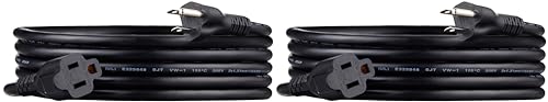 Amazon Basics Extension Cord, 13 Amps, 125V, 10 Foot, Black - Pack of 2