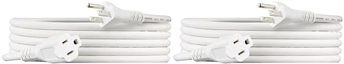 Amazon Basics Extension Cord, 13 Amps, 125V, 10 Foot, White - Pack of 2