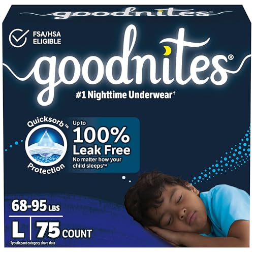 GoodNites Boys' Large Nighttime Bedwetting Underwear Customer Favorite Made for older children who