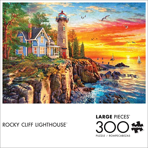Buffalo Games Rocky Cliff Lighthouse 300-Piece Puzzle