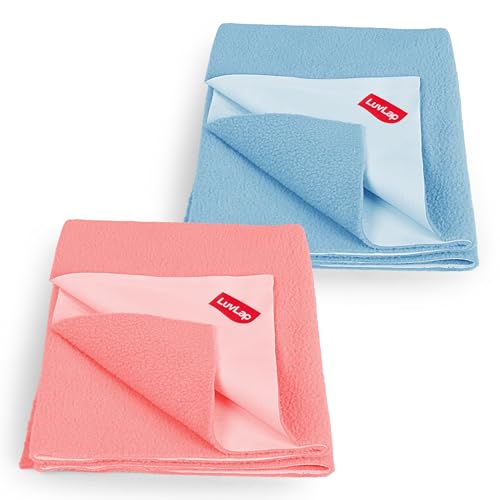 LuvLap Instadry Waterproof Baby Dry Sheet, Small Size 50x70 cm, Extra Absorbent Quick Dry Sheet for New Born,Toddler, Anti-Piling Fleece for Baby, Bed