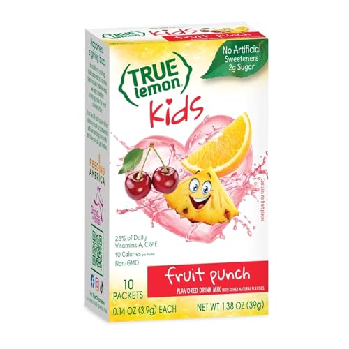 True Lemon, Fruit Punch Packets Low Sugar No Preservatives Kids Hydration Drink Mix, 1.38 Ounce