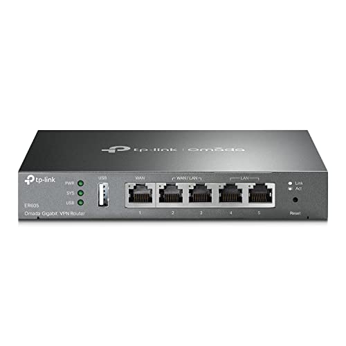 TP-Link ER605 V2 Wired Gigabit VPN Router, Up to 3 WAN Ethernet Ports + 1 USB WAN, SPI Firewall SMB Router, Omada SDN Integrated, Load Balance, Lightning Protection