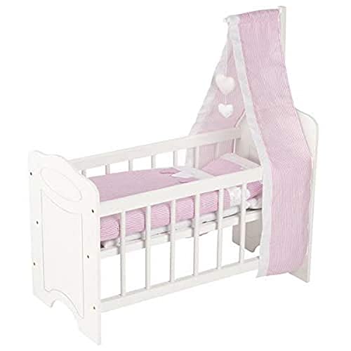 (-29%) 51762 goki - Puppenbett Holz mit Himmel und Bettzeug - Baby Bett für Puppen - Puppenmöbel Kinder Zubehör - Puppenwiege aus Holz für Rollenspiel Kinderzimmer 63,4 x 31,5 x 67 cm