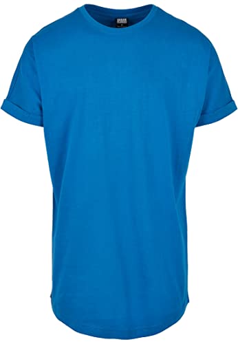 (-24%) Urban Classics Herren T-Shirt Long Shaped Turnup Tee, lässiges T-Shirt für Männer, in langem Schnitt, erhältlich in vielen Farben, Sporty blue, XXL