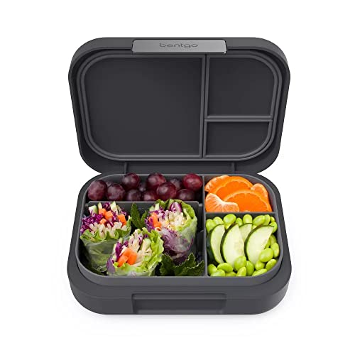 Bentgo Modern - Adult & Teen Bento Lunch Box; 3-4 Compartments, Leak-Resistant, 5.5 Cup Capacity/44 fl oz, Improved Locking Clips, Reusable, BPA-Free, Dishwasher/Microwave Safe Tray (Dark Gray)