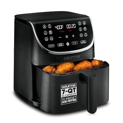Gourmia Air Fryer - 7 Qt Large Capacity with LED Display, 12 One-Touch Presets, FryForce 360° Technology