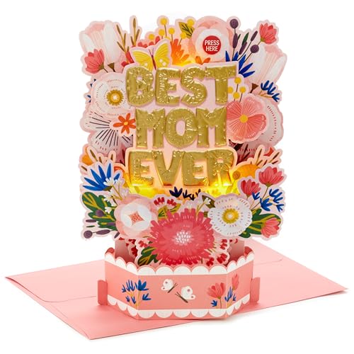 Hallmark Pop Up Mothers Day Card with Light and Sound (Best Mom Ever) Paper Wonder 3D Card for Mom