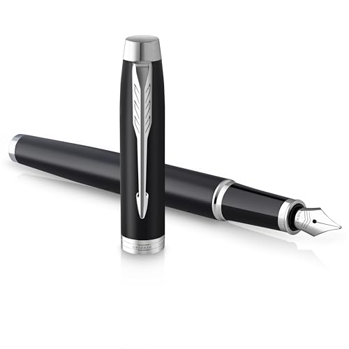 (-52%) Parker IM Füller | Mattschwarz mit Chrom-Zierteilen | Füllfederhalter mit mittlerer Feder und blauer Tinte | Geschenkbox