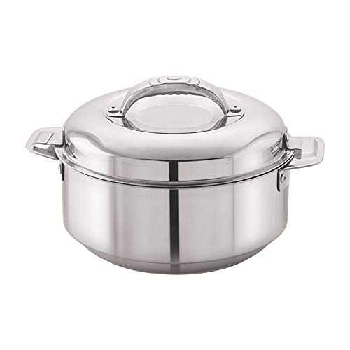 CELLO Stainless Steel Casserole - 2000ml, Silver | Silver Serveware for Kitchen | Casserole with Lid 2L