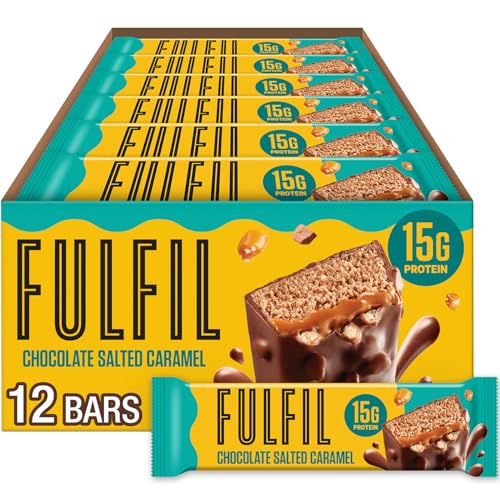 FULFIL Protein Snack Bars, Chocolate Salted Caramel Flavored, Gluten Free with 15g Protein, Pantry Staples, 12 Count
