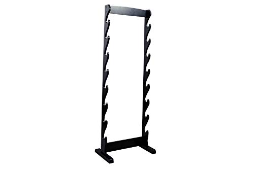 SZCO 8 Sword Wooden Floor Stand – Sword Stand Display Rack for Martial Arts, Ninja, Katana, Medieval & Samurai Swords – Black Hardwood Katana Stand and Sword Holder with Hardware Included