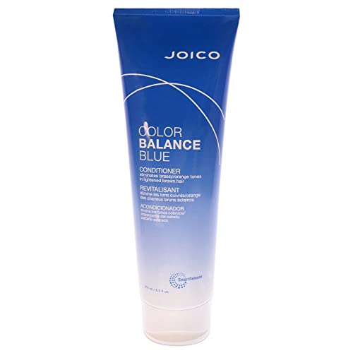 Joico Color Balance Blue Conditioner | For Lightened Brown Hair | Eliminate Brassy Orange Tones | Boost Color Vibrancy & Shine | UV Protection | With Rosehip Oil & Green Tea Extract | 8.5 Fl Oz