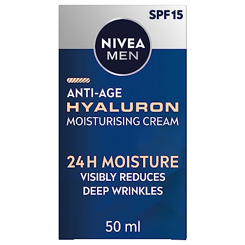 (-24%) NIVEA MEN Anti-Age Hyaluron LSF15 Feuchtigkeitscreme (50 ml), Anti-Falten Gesichtscreme mit Hyaluronsäure und Pro-Retinol, reduziert sichtbar tiefe Falten und strafft die Haut