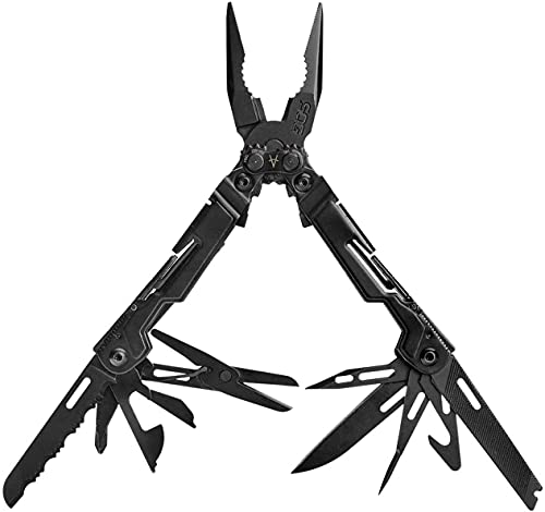 SOG PowerPint Mini Compact Stainless Steel Multi-Tool, 18 Lightweight Specialty Tools & SOG Multitool Pliers Pocket Knife, Black