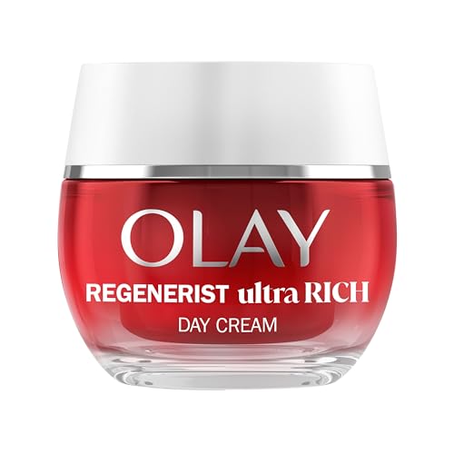 Olay Regenerist Day Face Cream. Ultra Rich Anti-Wrinkle + Firming Skincare Moisturiser with Anti-Ageing Niacinamide, Peptides and Shea Butter. Renews, Firms and Hydrates. Non-Greasy. 50ml