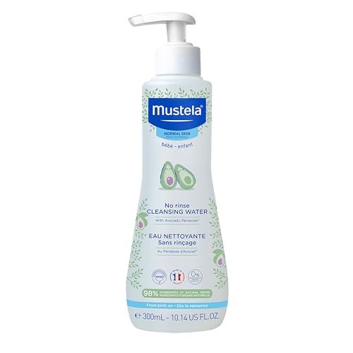 Mustela Baby Cleansing Water - No-Rinse Micellar Water - with Natural Avocado & Aloe Vera - for Baby's Face, Body & Diaper â€“ 10.14 fl. oz. (Pack of 1)