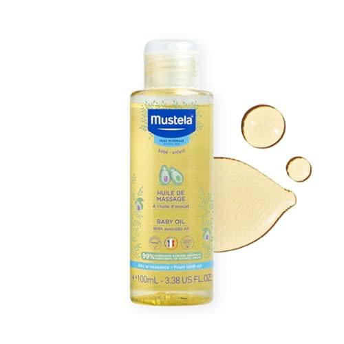 Mustela Baby Oil - Moisturizing Oil for Massage - with Natural Avocado, Pomegranate & Sunflower Oil - 3.38 fl. Oz (Pack of 1)