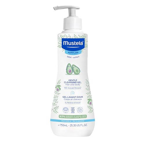 Mustela Baby Gentle Cleansing Gel - Baby Hair & Body Wash - with Natural Avocado fortified with Vitamin B5 - Biodegradable Formula & Tear-Free â€“ 25.35 fl. oz. (Pack of 1)