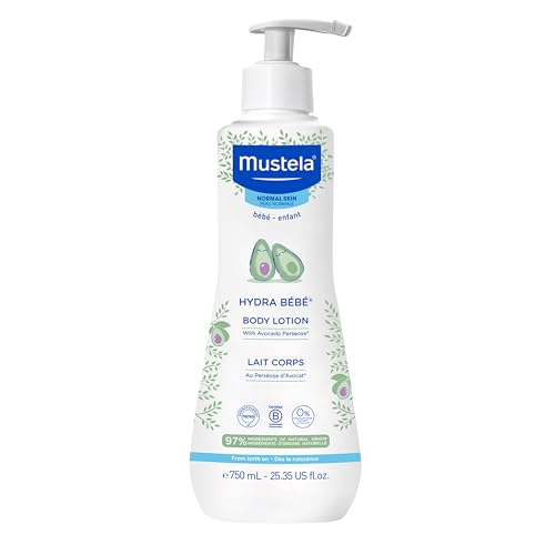 Mustela Hydra Bebe Body Lotion - Daily Moisturizing Baby Lotion with Natural Avocado, Jojoba & Sunflower Oil – 25.35 fl. oz.