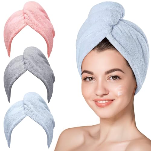 Hicober Microfiber Hair Towel Wrap Fast Drying Hair Towels For Women