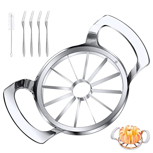 LIIGEMI Apple Slicer,12-Blade Extra Large Apple Corer, Heavy Duty Stainless Steel Apple Cutter and Divider，Easy to Use, Time-Saving.