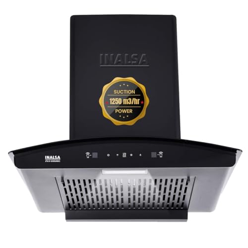 INALSA Kitchen Chimney for Home Auto clean|Filterless Chimney|Motion Sensor & Touch Control|60 cm 1250 m³/hr Suction|7 Year Warranty On Motor (Zylo60B