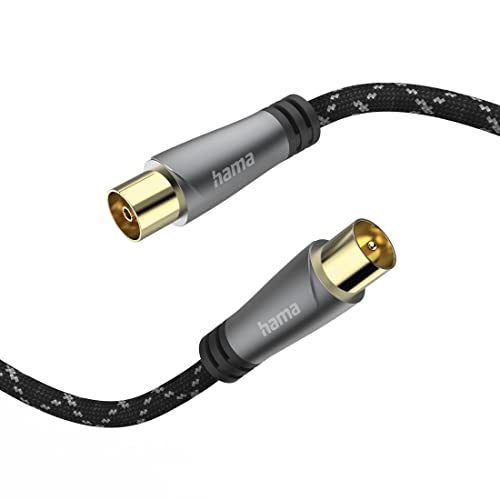 Hama 205071 Aerial Cable, Coaxial Male to Coax Female, Metal, Gold-plated, 120 dB, 3.0 metre