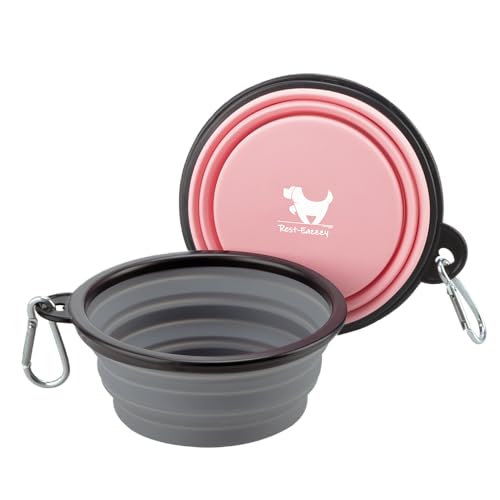 Collapsible Dog Bowls for Travel, 2-Pack Dog Portable Water Bowl for Dogs Cats Pet Foldable Feeding Watering Dish for Traveling Camping Walking with 2 Carabiners, BPA Free