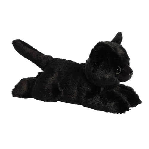 Aurora® Adorable Mini Flopsie™ Twilight Cat™ Stuffed Animal - Playful Ease - Timeless Companions - Black 8 Inches