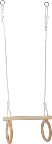 (-35%) small Foot Trapez mit Turnringen aus Holz, zur Befestigung an Schaukel-oder Klettergerüst, für Kinder ab 3 Jahren, 11909, Braun