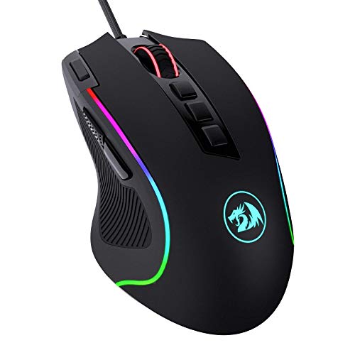 Redragon M612 Predator RGB Gaming Mouse, 8000 DPI Wired Optical Mouse with 11 Programmable Buttons & 5 Backlit Modes, Software Supports DIY Keybinds Rapid Fire Button