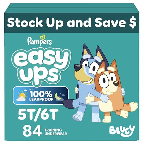 Pampers Training Pants - Easy Ups Boys & Girls Bluey - Size 5T-6T, 84 Count, Children's Potty Underwear (Packaging May Vary)