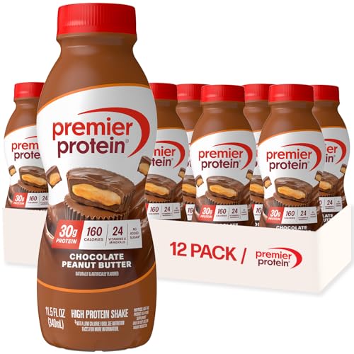 Premier Protein Shake, Chocolate Peanut Butter, 30g Protein, 1g Sugar, 24 Vitamins & Minerals, Nutrients to Support Immune Health, 11.5 Fl Oz, 12 Count