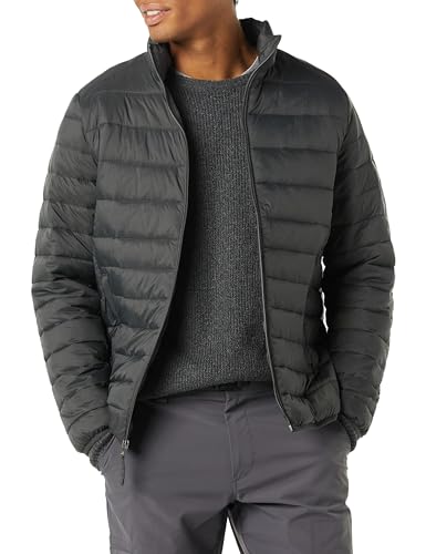 Amazon Essentials Men's Packable Lightweight Water-Resistant Puffer Jacket (Available in Big & Tall), Dark Grey, XX-Large