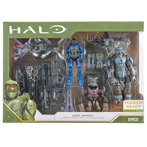 World of HALO Ultimate Mission Pack - UNSC Armory - Spartan Gungir with Weapons and Accessories - Build Your Halo Universe - Amazon Exclusive