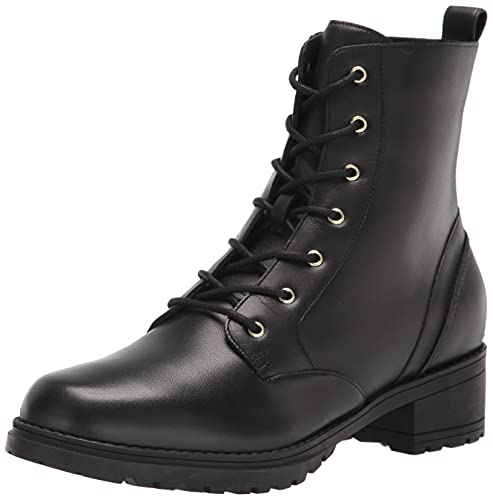 Cole Haan Women's CAMEA Water Proof Combat Boot, Black WP Leather, 5.5
