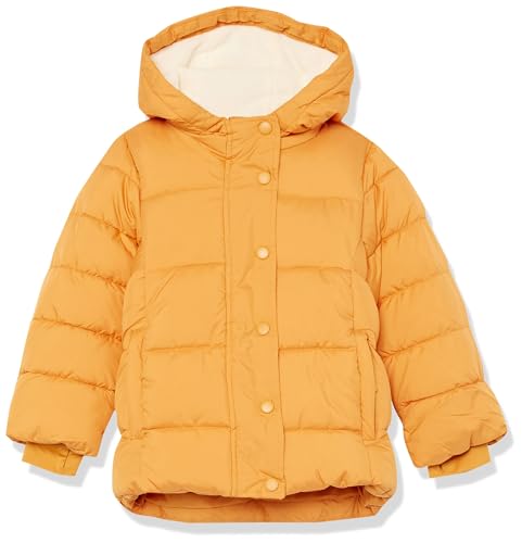 Amazon Essentials Girls' Heavyweight Hooded Puffer Coat, Water-Resistant, Golden Yellow, Small