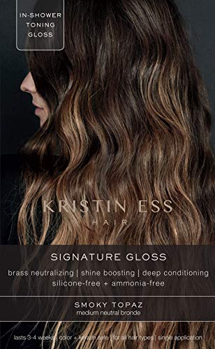 Kristin Ess Medium-to-Dark Blonde Hair Dye Gloss Treatment in Smokey Topaz - 4 Wk Semi Permanent Hair Dye Glaze for Vibrant Brown Blonde Color + Shine - Conditioning Gloss Toner for Women - Vegan