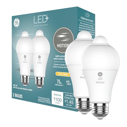 GE LED+ Motion Sensor LED Light Bulbs, 12W, Outdoor Security Lights, A21, Warm White (2 Pack)LEONLITE COB LED Security 