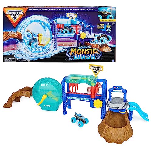 Monster Jam, Megalodon Monster Wash, Includes Color-Changing Truck, Interactive Water Play Kids Toys for Aged 3 and Up