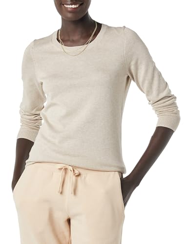 Amazon Essentials Women's Long-Sleeve Lightweight Crewneck Sweater (Available in Plus Size), Oatmeal Heather, Large