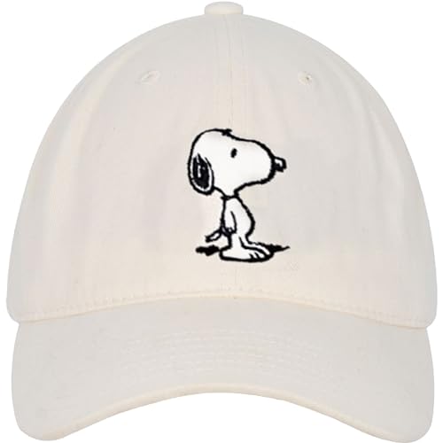 Peanuts Snoopy Dad Hat, Adjustable Baseball Cap, Tan, One Size