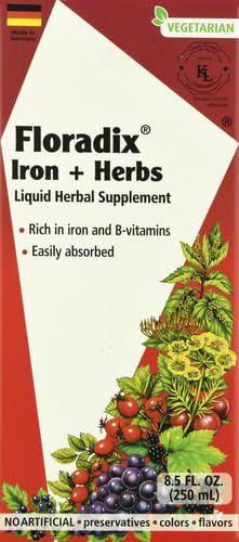 Floradix by Salus Iron & Herbs - Liquid Herbal Supplement for Energy Support* - Iron Supplement with Vitamin C & B Complex Vitamins - for Men & Women - 8.5 Fl Oz
