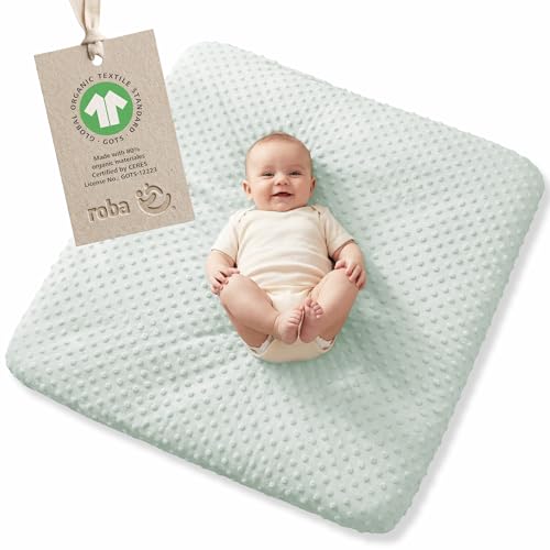(-15%) roba Spannbezug Lil Planet 75 x 85 cm – Wickelauflagenbezug aus 80% Bio-Baumwolle – GOTS & OEKO-TEX STANDARD 100 – Frosty Green