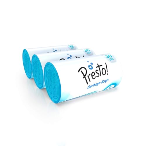 Amazon Brand - Presto! Garbage Bags | Small | 90 Count | 30 Bags X 3 Rolls | 17 X 19 Inches | For Dry Waste | Blue