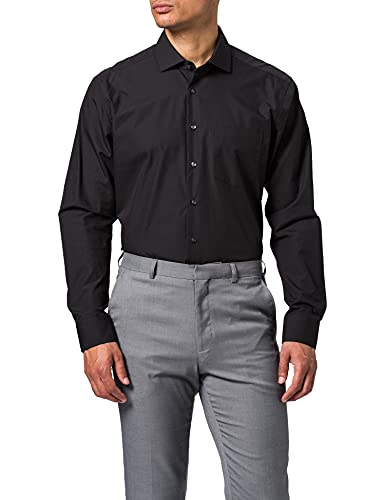 🔥 STARKER PREIS (-62%) Seidensticker Herren Regular Fit Langarm Popeline Hemd, schwarz, 40