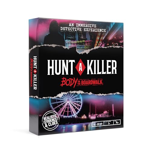 Hunt A Killer: Body On The Boardwalk, Catch the Amusement Park Killer, Interactive Unsolved Mysteries Game, Mystery Box for Game Night, Murder Mysteries Card, Puzzle & Board Games, For Ages 14 and up